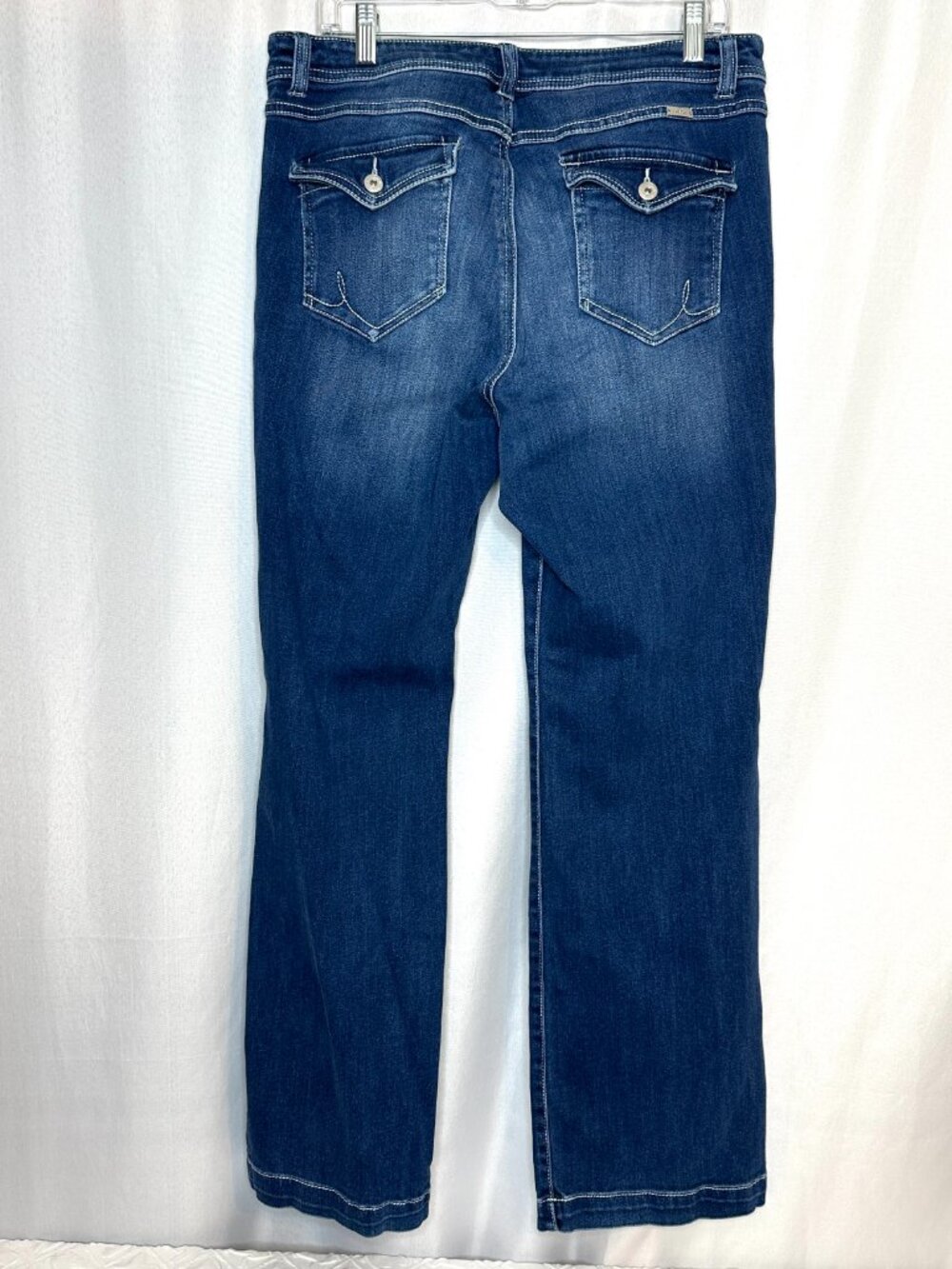 INC Bootcut Curvy Fit Jeans, Size 14 Boho Western Rhinestone Rivets Whiskered - Picture 2 of 7